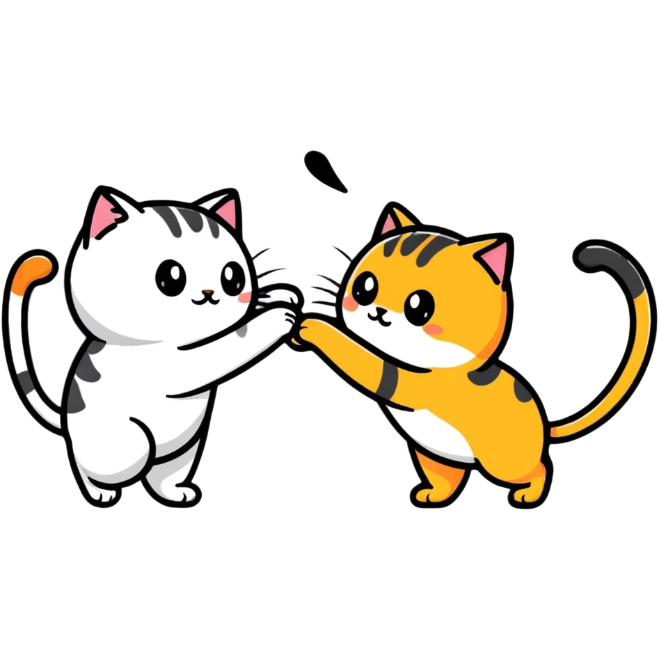 两只豆泥猫在打架 emoji
