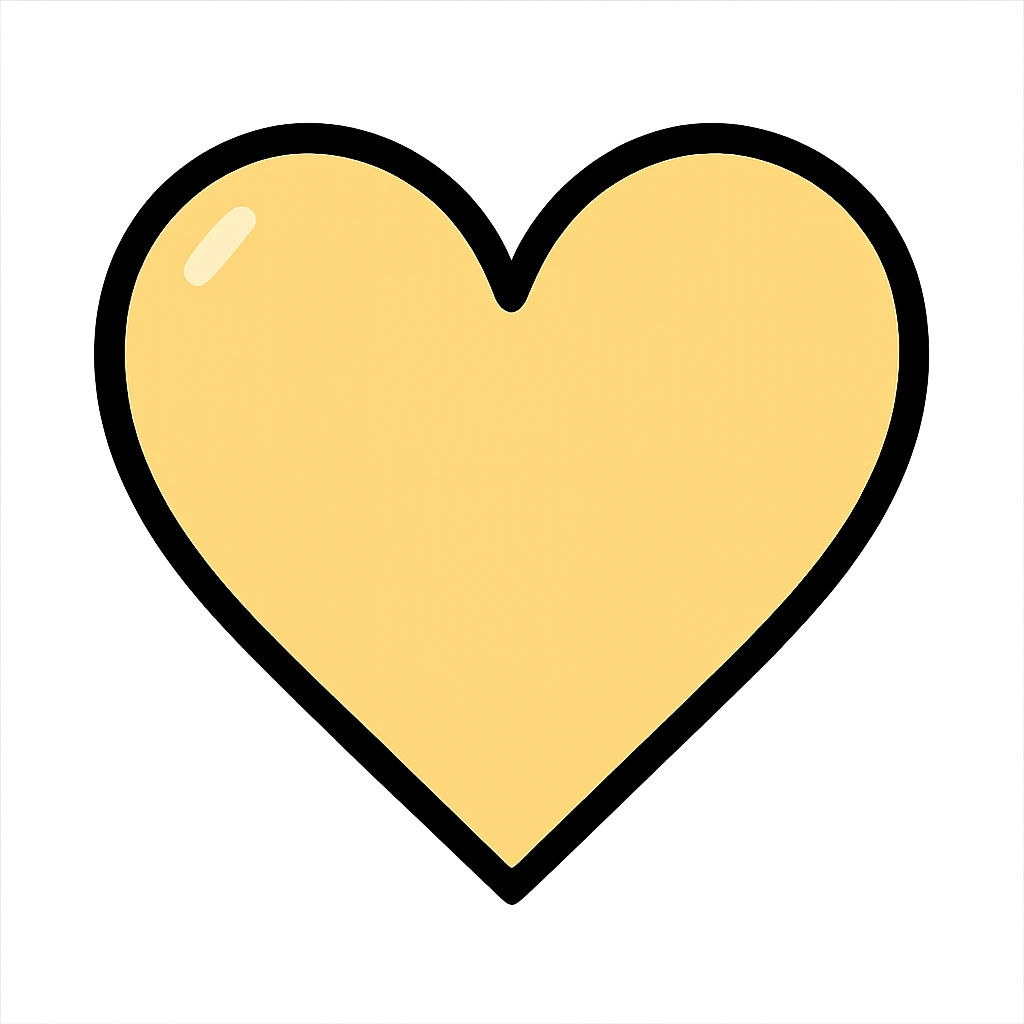 pale yellow heart, plain and minimal emoji