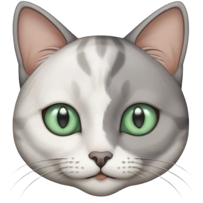 Make a cat be grey white not so fluffy j emoji
