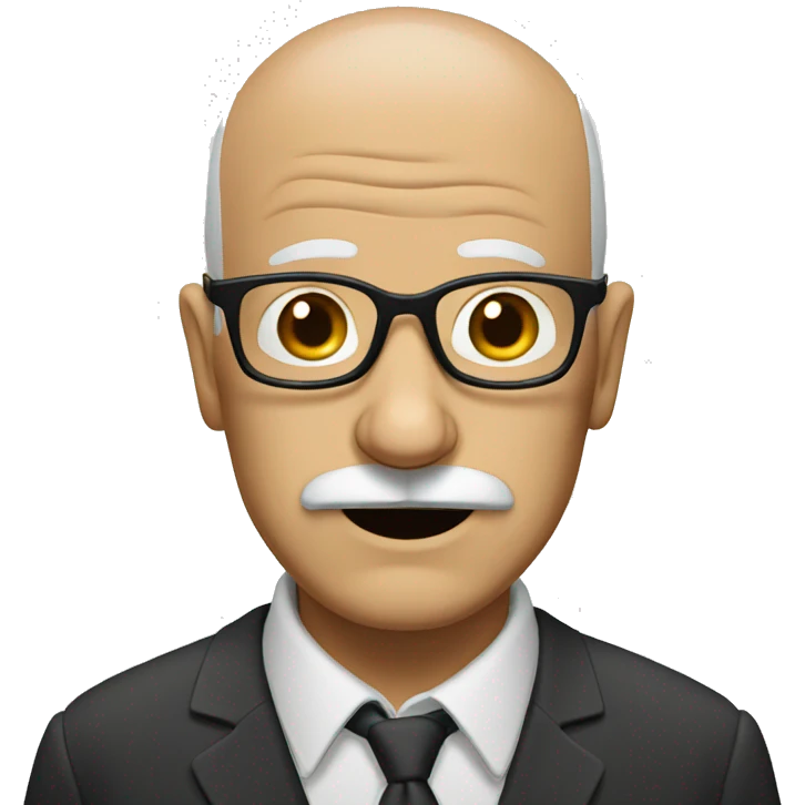 Old bald man glasses moustache  emoji