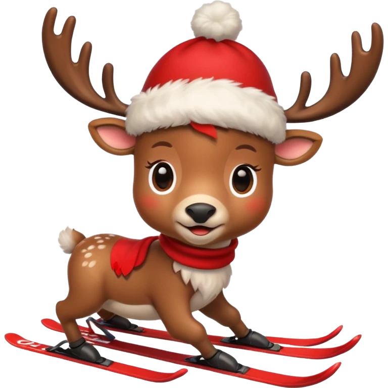baby reindeer skiing emoji