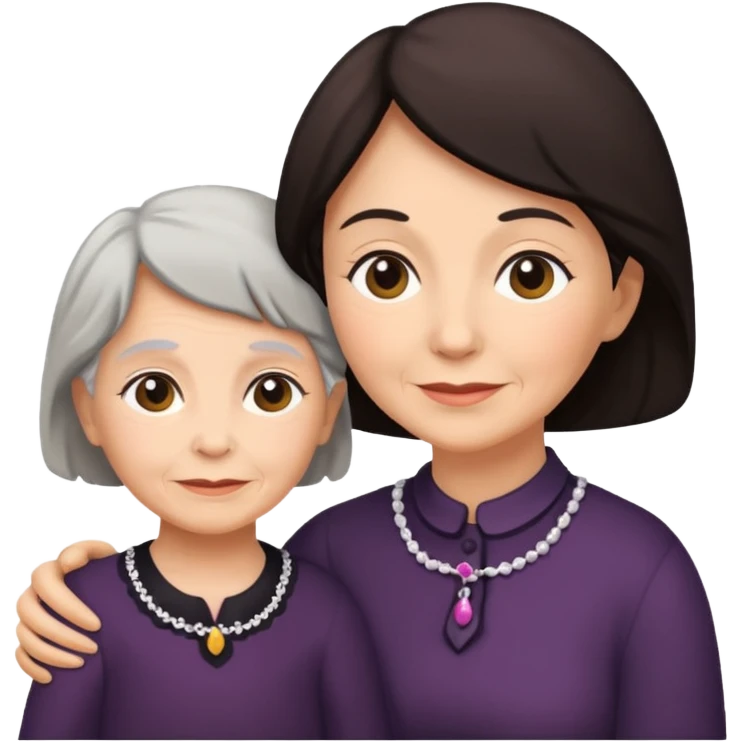 Silueta de anciana e hija emoji