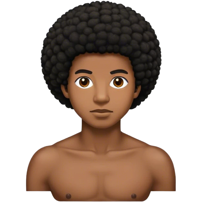 brown skin with a black small afro  emoji