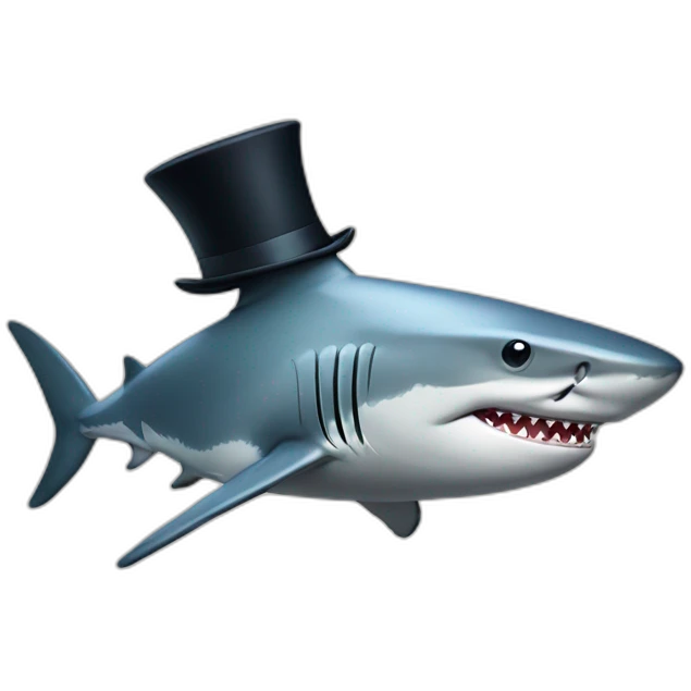 Shark with a top hat emoji