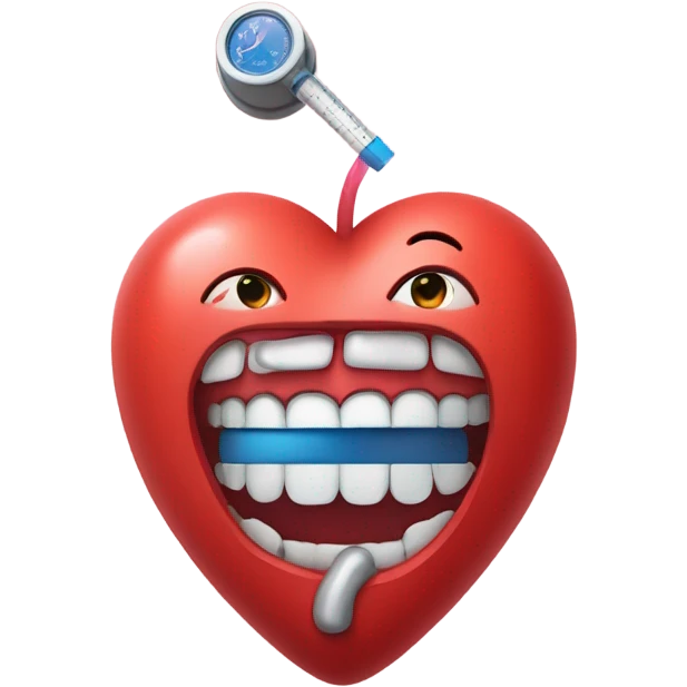 Heart with muscles and thermometer in mouth  emoji