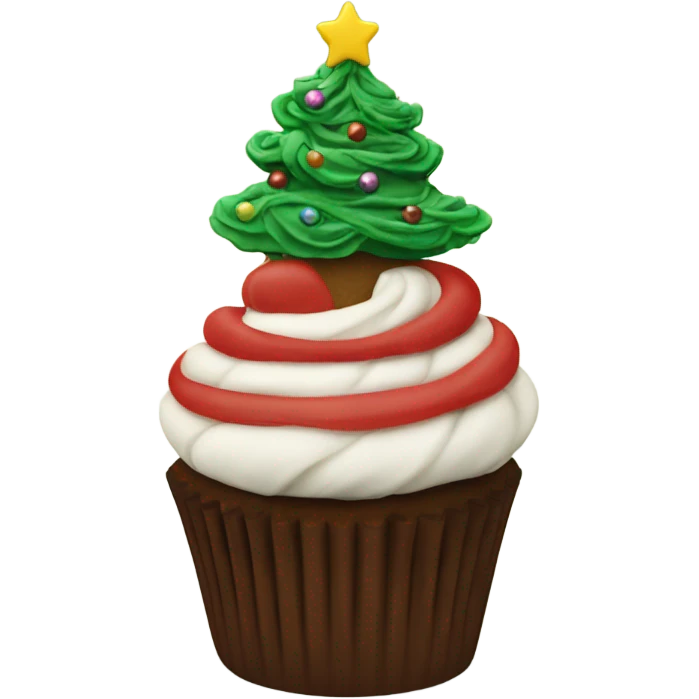 Christmas tree cupcake emoji