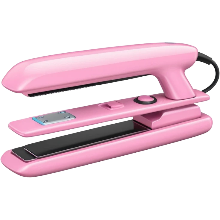 A baby pink  Hair straightener in iOS emoji style, 3D icon, plastic texture, soft reflection, minimalist design. emoji