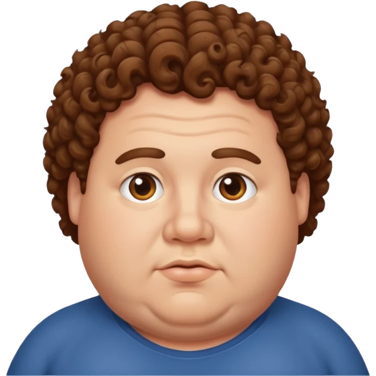 Fat man with brown curly hair  emoji