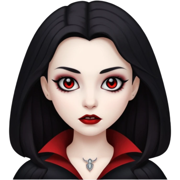 девушка вампир с темными волосами, очень бледной кожей и черным макияжем глаз emoji