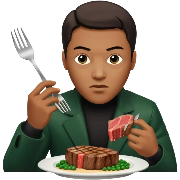 Cypher from the matrix eating steak emoji