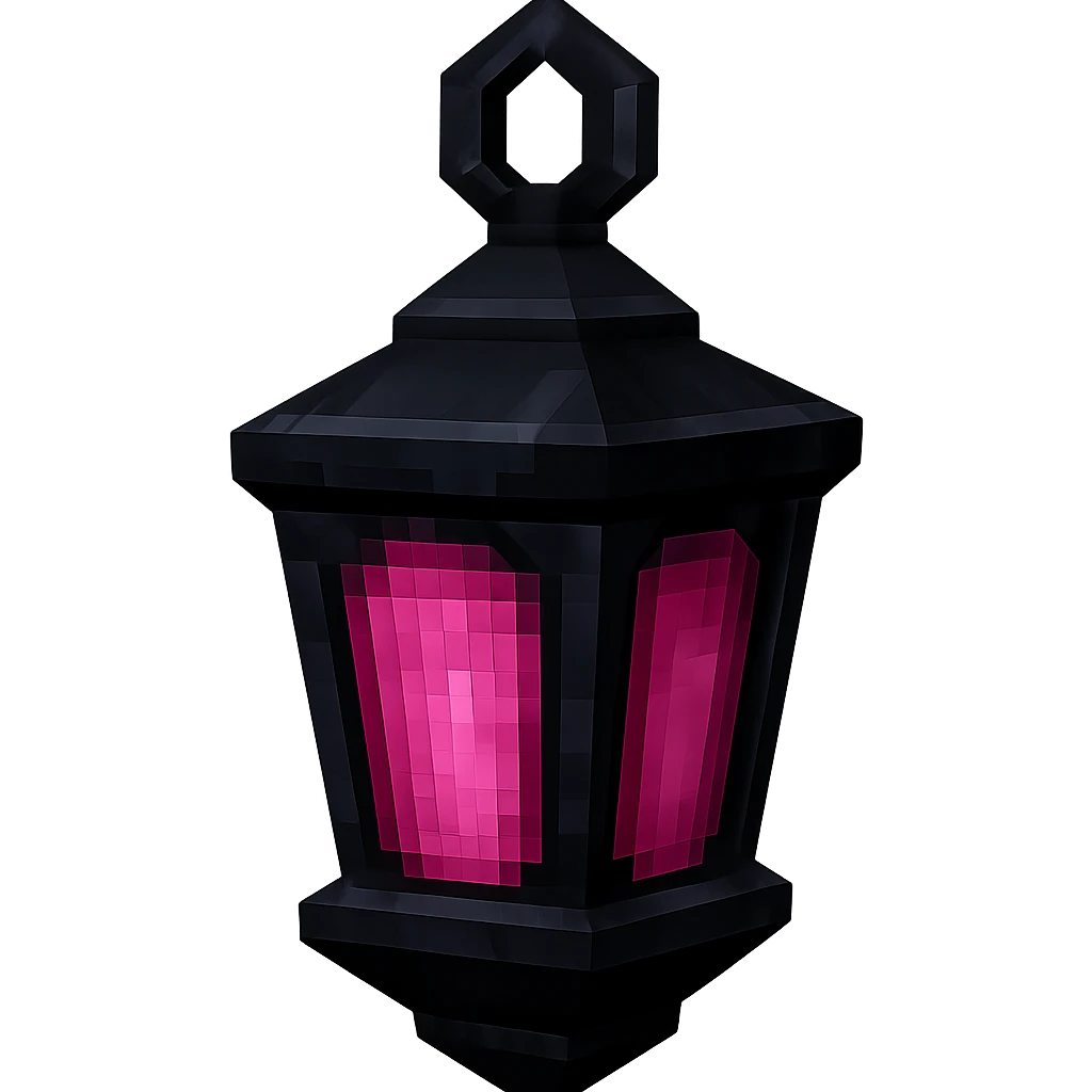BLACKPINK-inspired gothic lantern, faceted and dramatic, black and pink, no hearts, low poly 3D style emoji