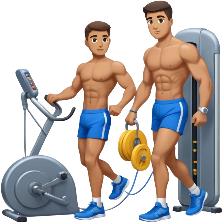 fit man with blue shorts using cable-machine emoji