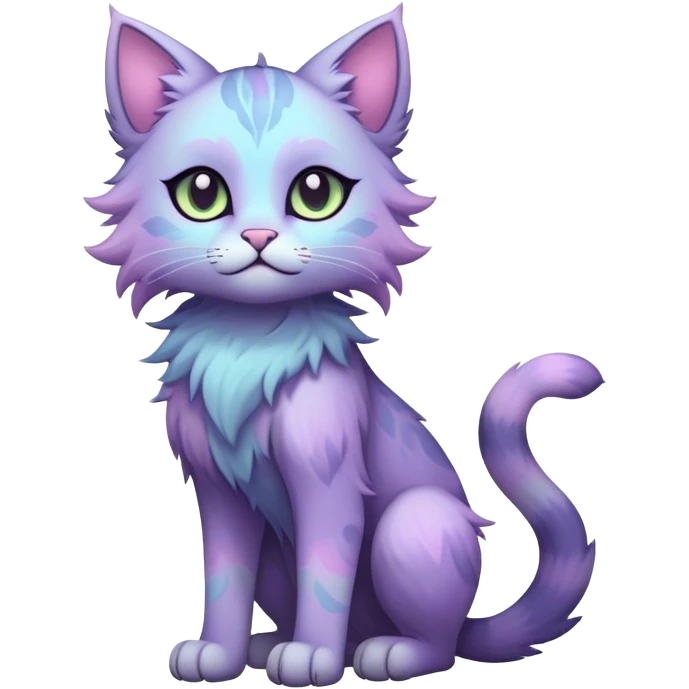 Kawaii dark edgy fantasy pastel ethereal feline fursona animal creature full body emoji