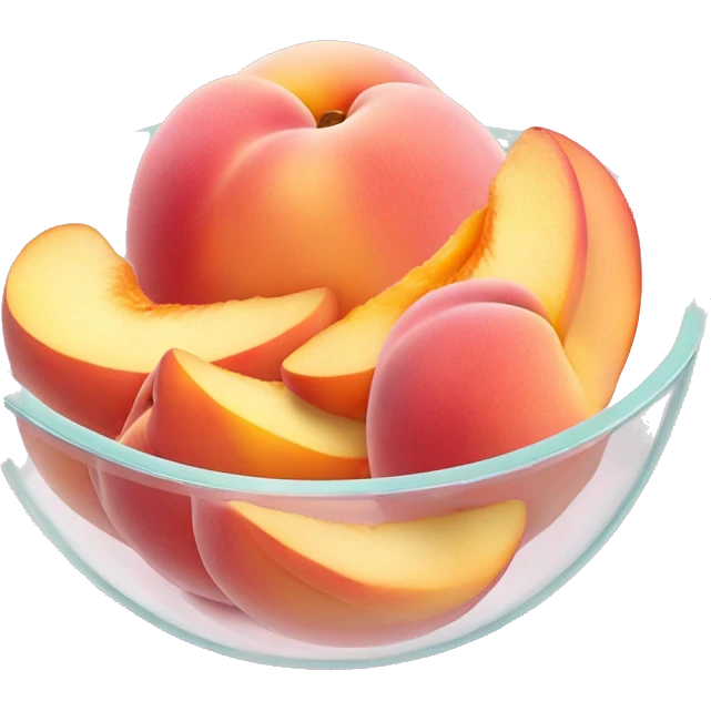 Pink peach slices in a clear bowl  emoji