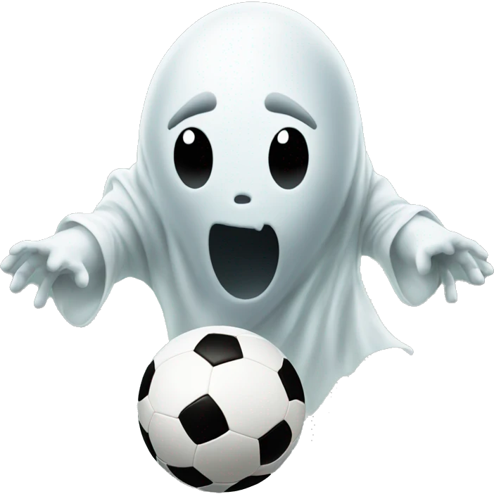 Ghost emoji playing soccer emoji