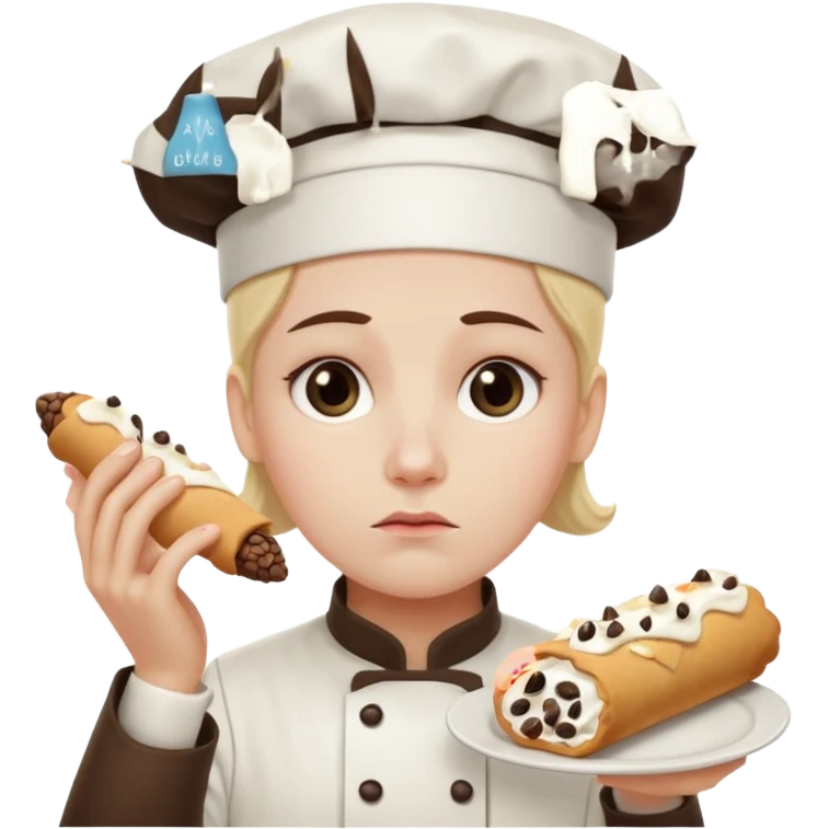 SAD SAD overworked pastry chef with cannoli emoji
