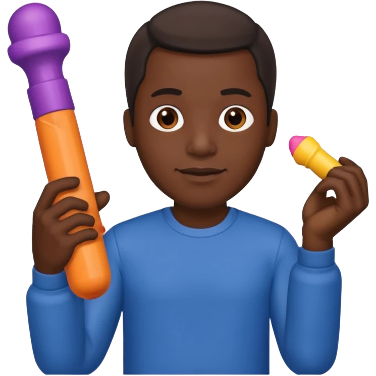 Black guy holding a dildo emoji