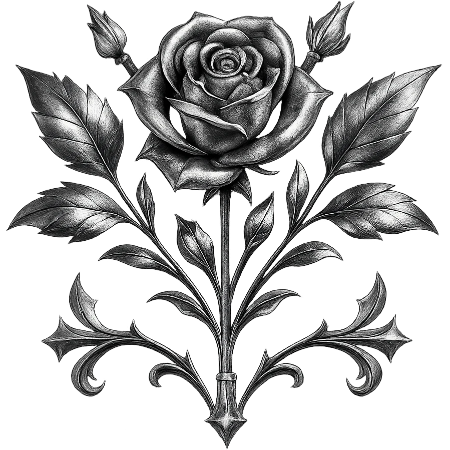gothic bouquet, metallic shine, reflective, futuristic gothic details, black and magenta emoji