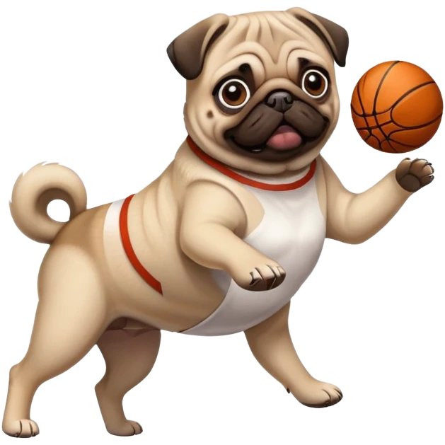 a pug playing basketball emoji