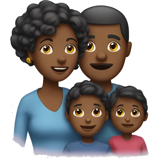 une famille noir de 3 enfants et 2 parents emoji