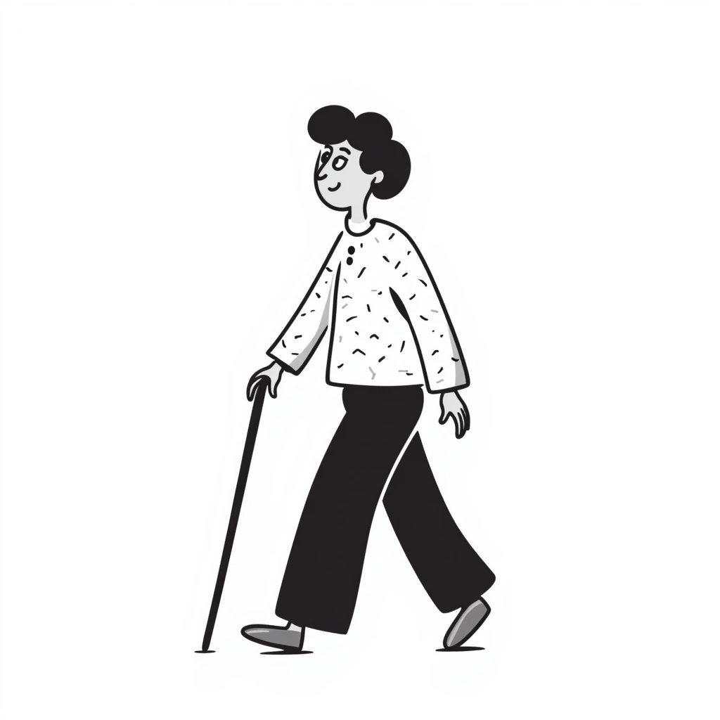 elderly woman with short hair walking emoji