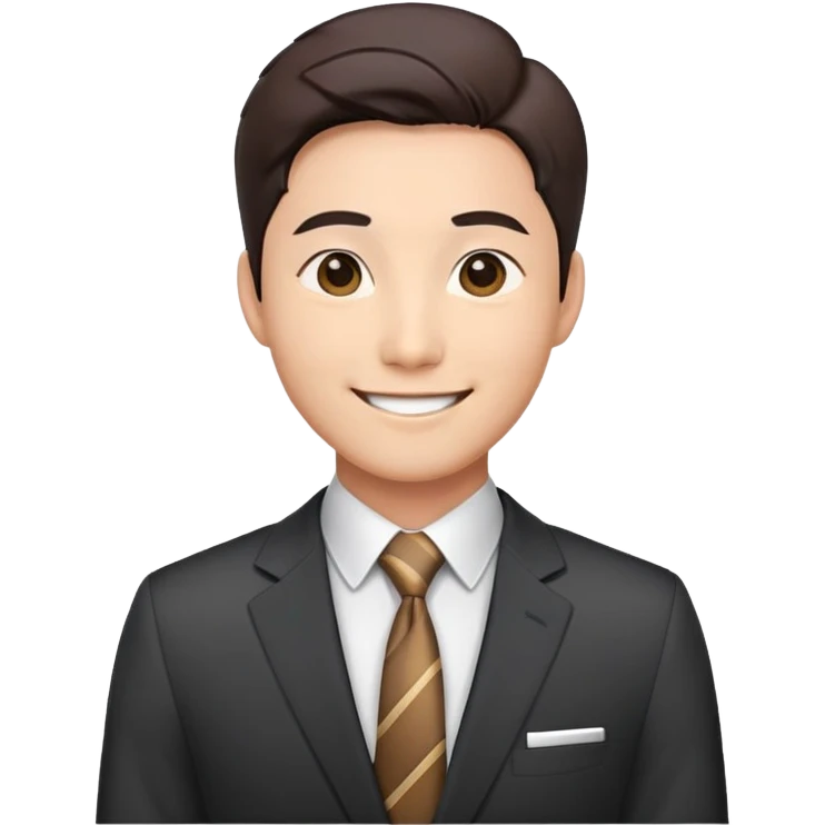 Korean male office worker in business suit with tie emoji