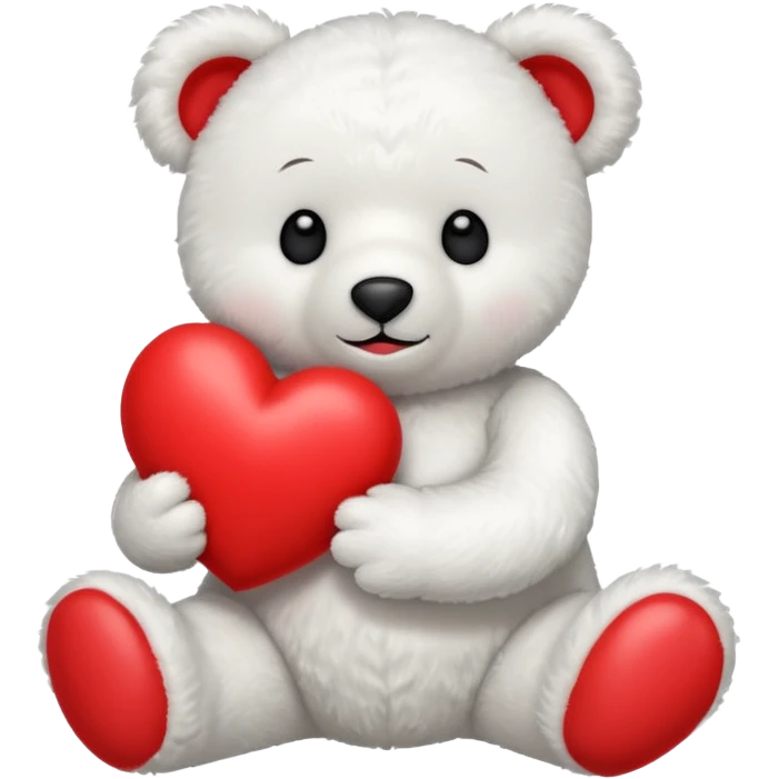 white teddy bear hold red heart emoji