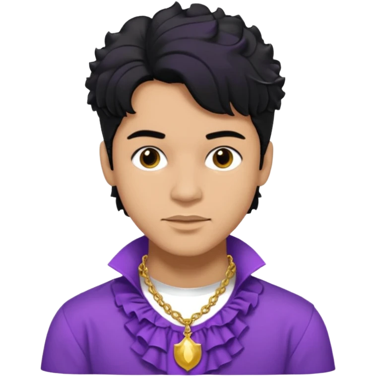Prince Rogers Nelson olive skin, black hair, brown eyes, purple outfit emoji