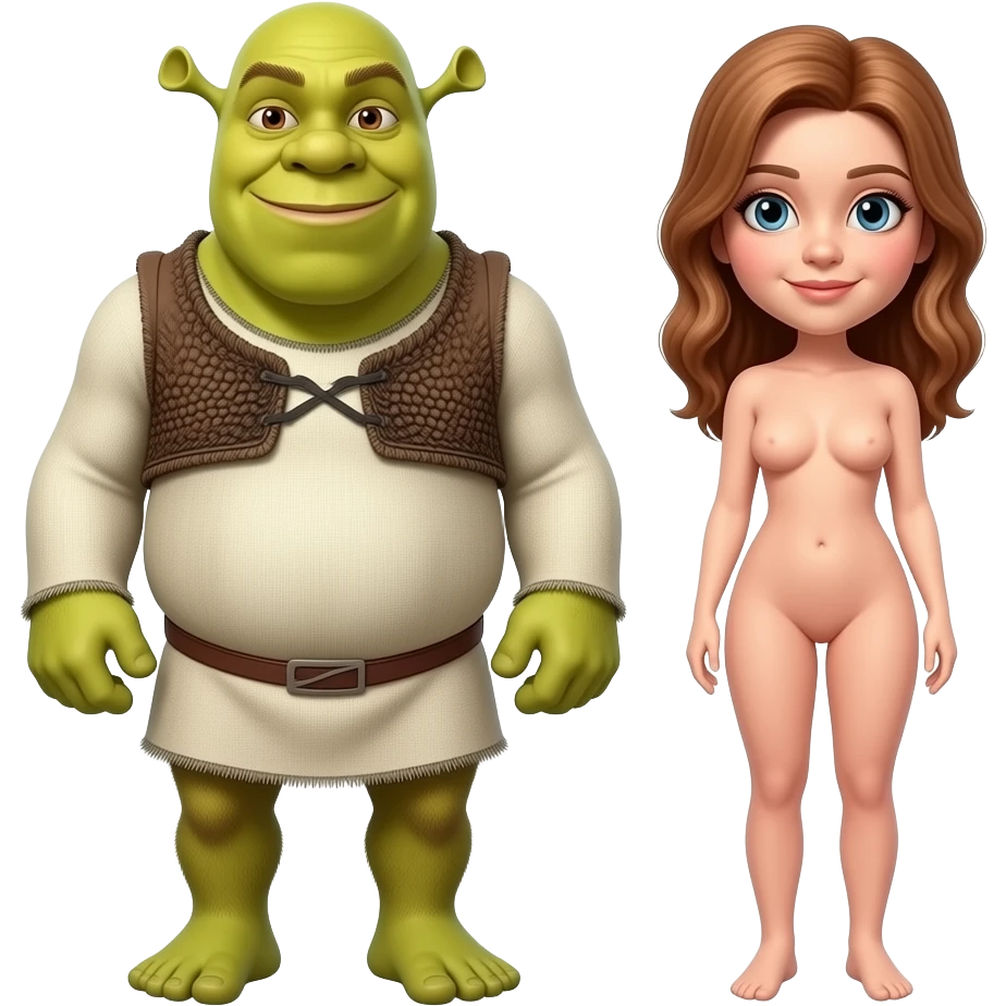 Sherek e uma mulher ao seu lado pelados emoji