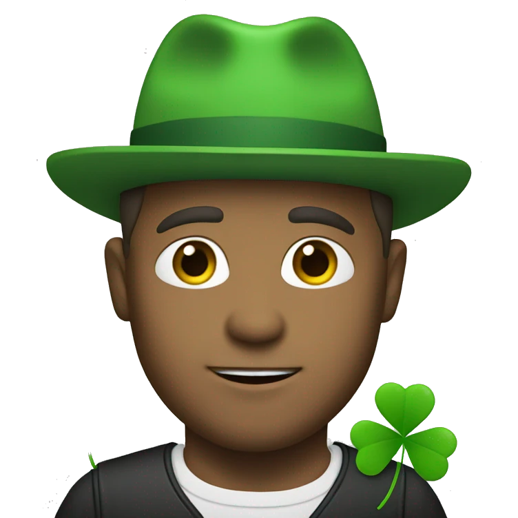 white man with four leaf clover emoji