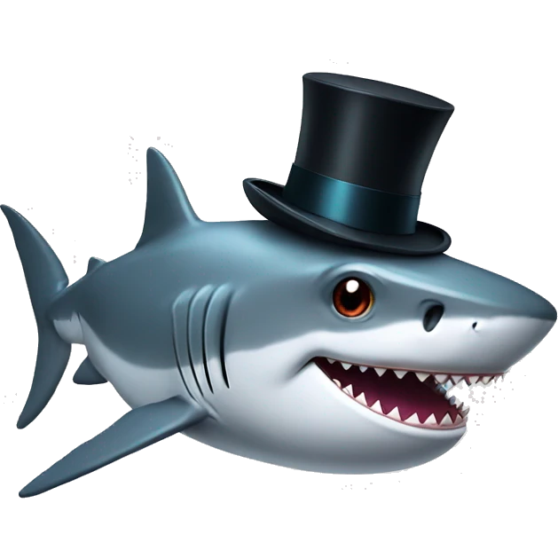 Shark with a top hat emoji