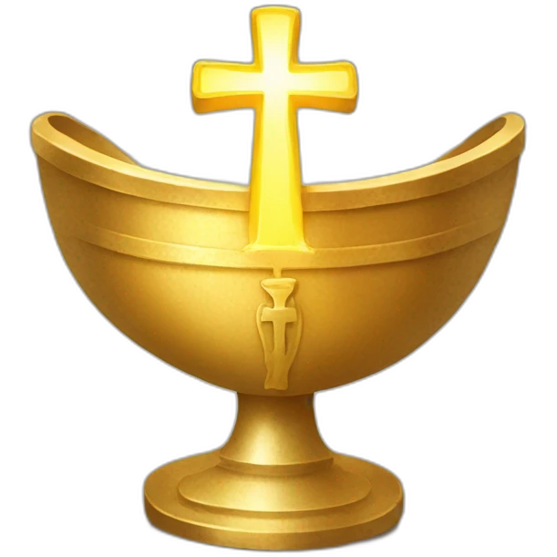 Golden chalice with radiant cross. emoji