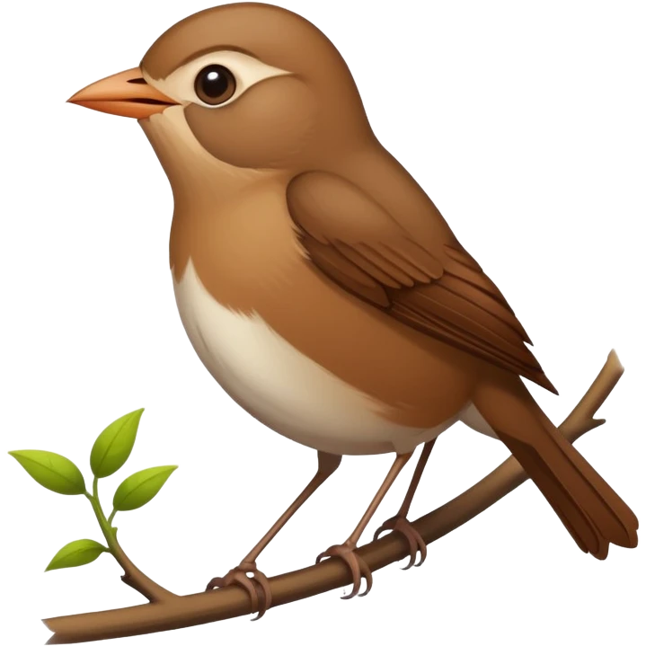 nightingale bird singing, small brown songbird emoji