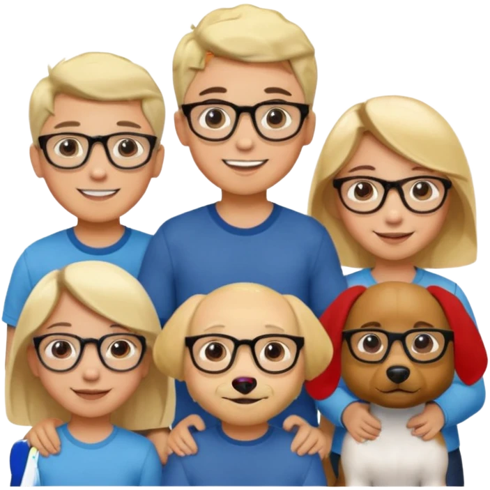 Friend group (three blondes, a dog, a Hispanic and a little Jew with glasses) emoji