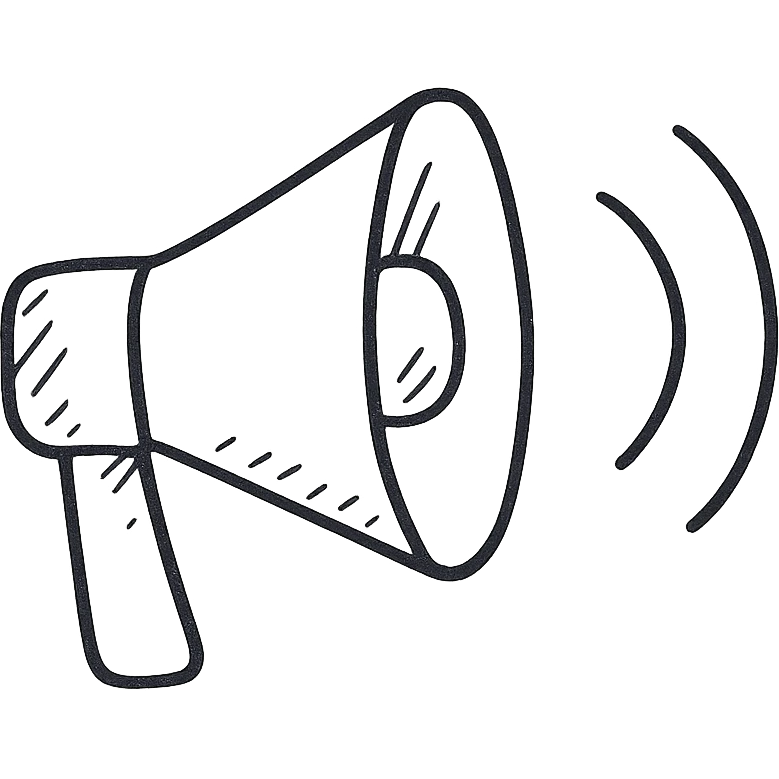 hand-drawn outlined loudspeaker icon emoji