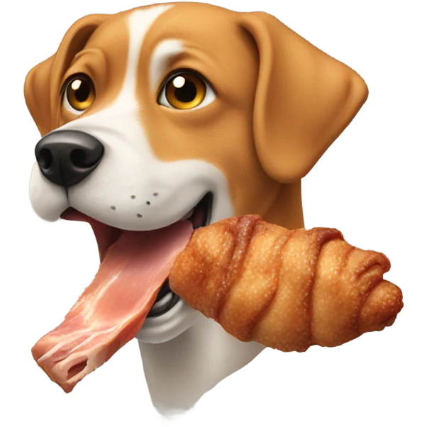 Dog eating a chicken emoji