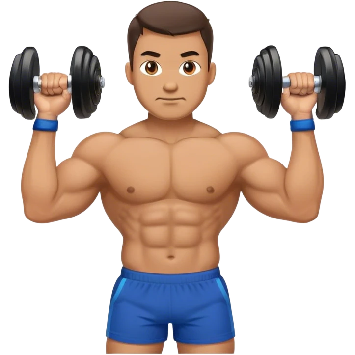 strong man with blue shorts holding kettlebell emoji