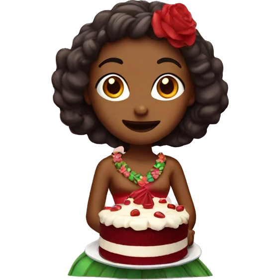 hula dancer eating red velvet cake emoji
