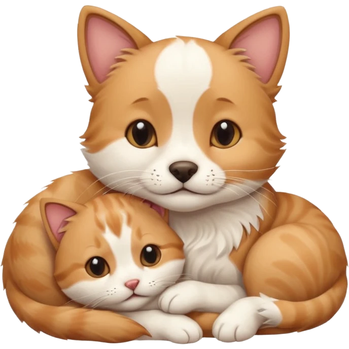 Cat and dog cuddling sexy emoji