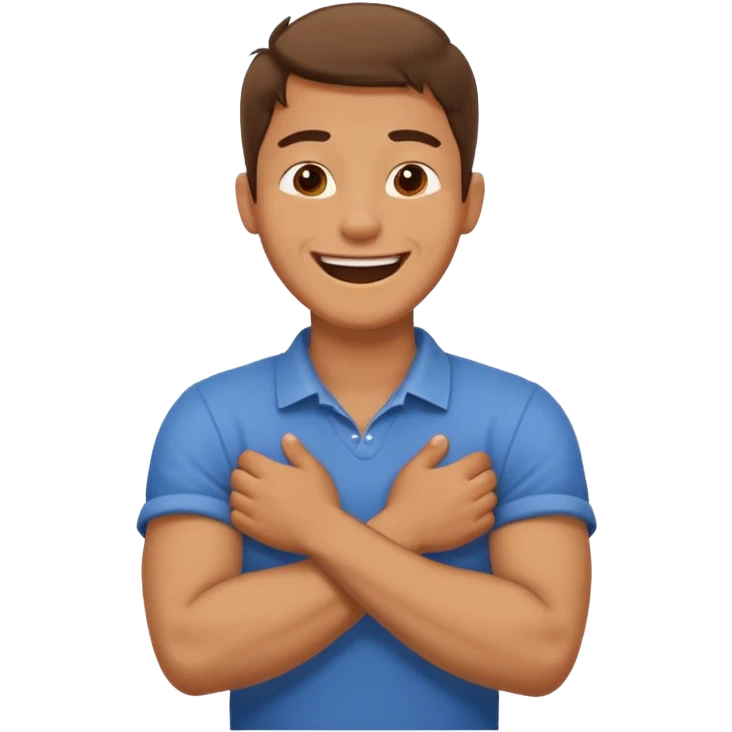 Crossed arms holding neck laughing guy emoji