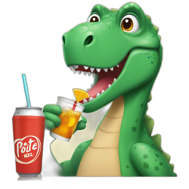 Dinosaur drinking soda emoji