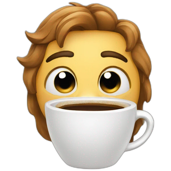 chat wake up and tired with coffee emoji