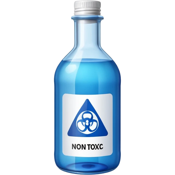 TRANSPARENT BOTTLE CAN SEE LIQUID INSIDE AND HAS"NON-TOXIC" AND "NON-HAZARDOUS" SIGN emoji