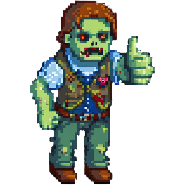 isometric zombie giving thumbs up in Project Zomboid style emoji