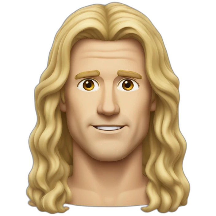 will ferrel realistic face with long blonde straight hair emoji