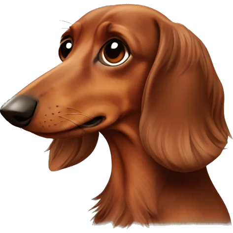 Weeping Long-haired brown-reddish dachshund with brown nose emoji