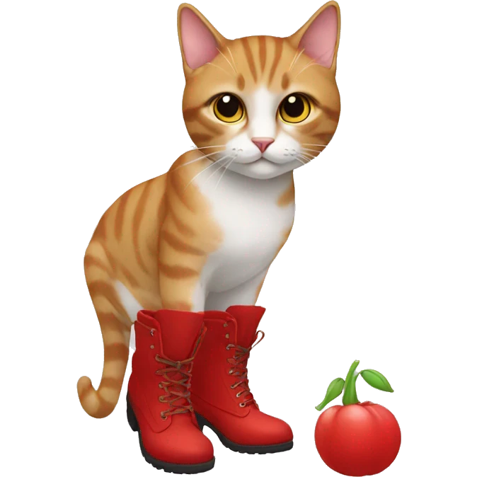 Cat wearing red boots emoji