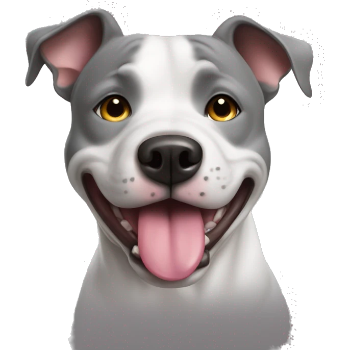 Grey Amstaff tongue out  emoji
