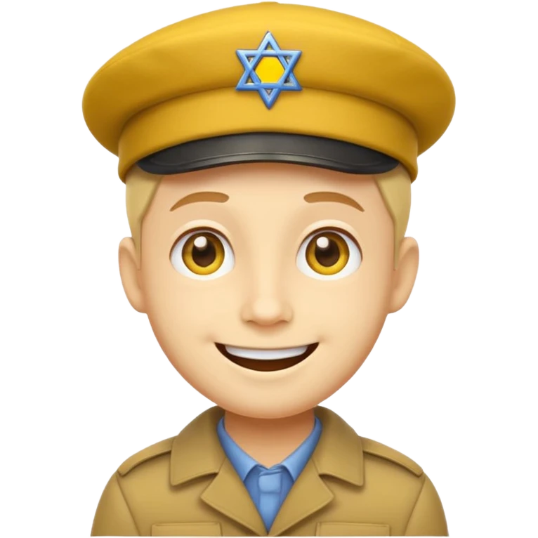 Smile face klasyczny ten żółty, klasyczna emotka messengerowa, lecz z pejsami i beretem żydowskim  emoji