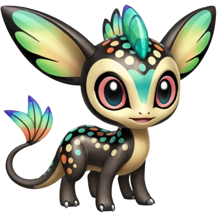 Colorful Exotic Striped Spotted Dotted dusted Glossy Shiny Meloetta-Vernid-Trico-Toothless-Kirby-Fakémon-creature-hybrid emoji